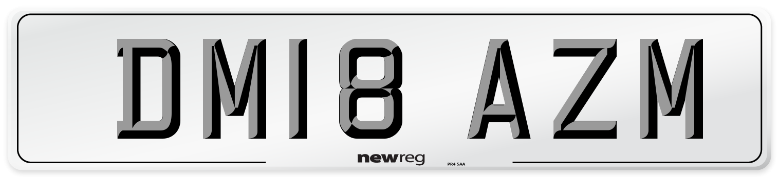DM18 AZM Number Plate from New Reg